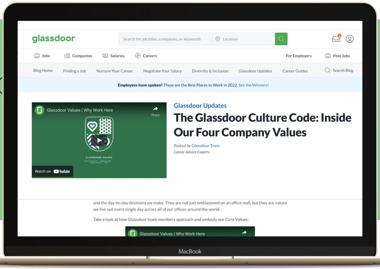 Glassdoor · Culture Code feature
