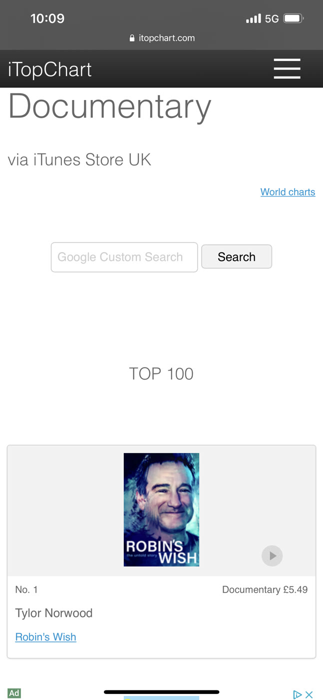 Robin's Wish · Top 100 · iTunes Store UK